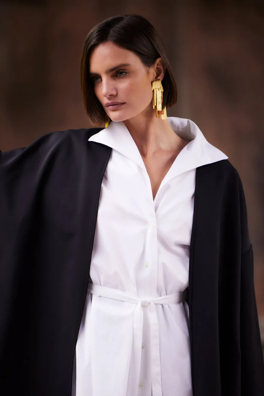 Techno Crepe Trapeze Coat