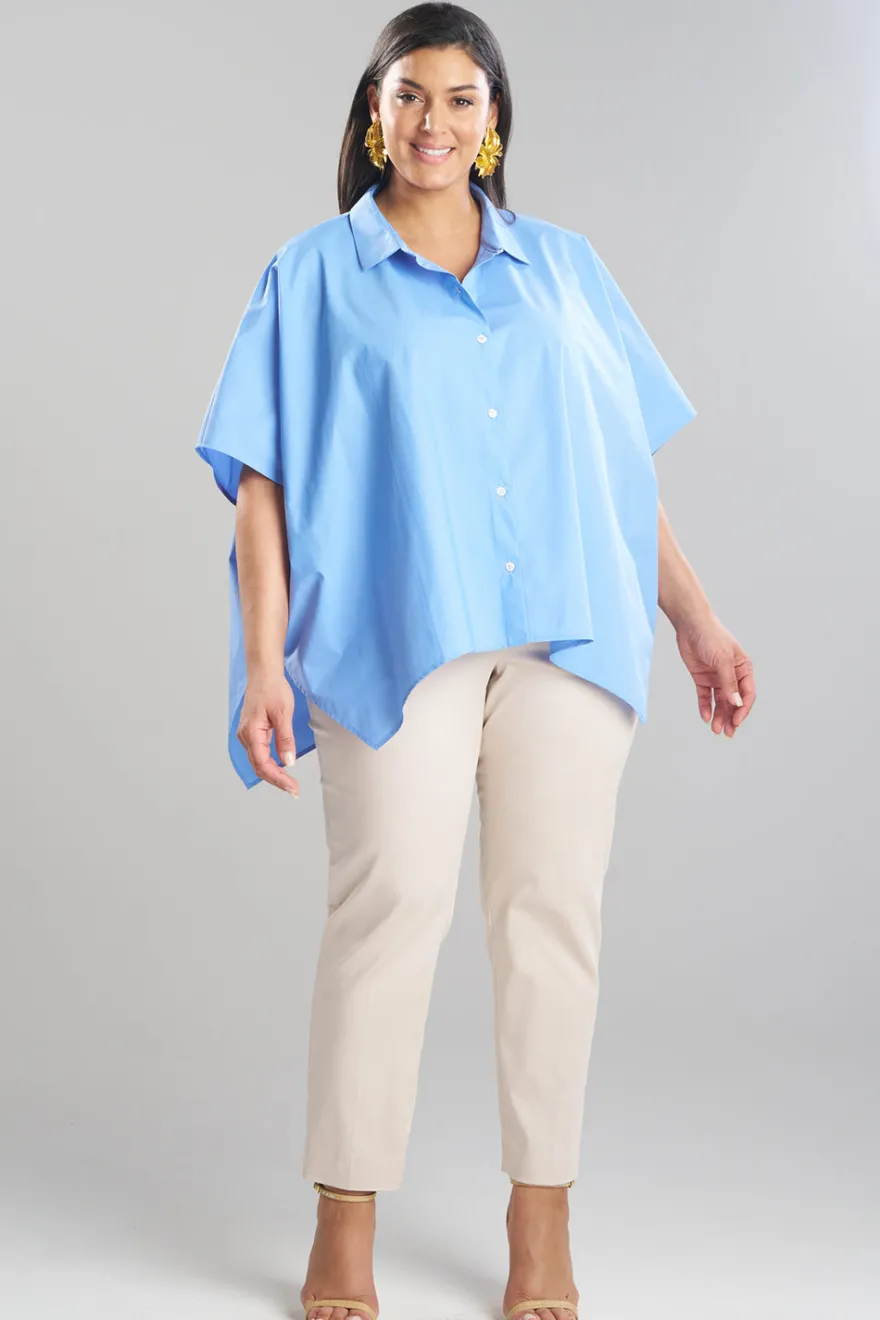 Techno Poplin Button Down Caftan Shirt