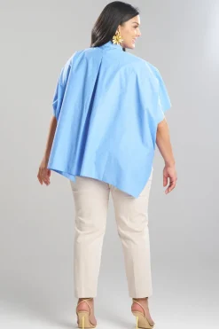 Techno Poplin Button Down Caftan Shirt