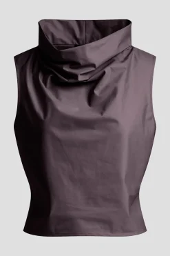 Techno Poplin Cowl Top
