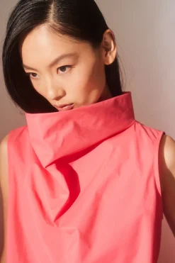 Techno Poplin Cowl Top