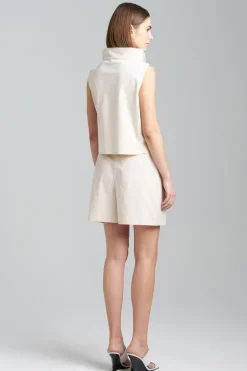 Techno Poplin Cowl Top