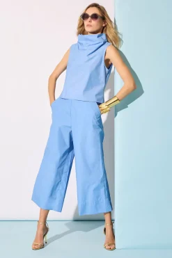 Techno Poplin Cowl Top