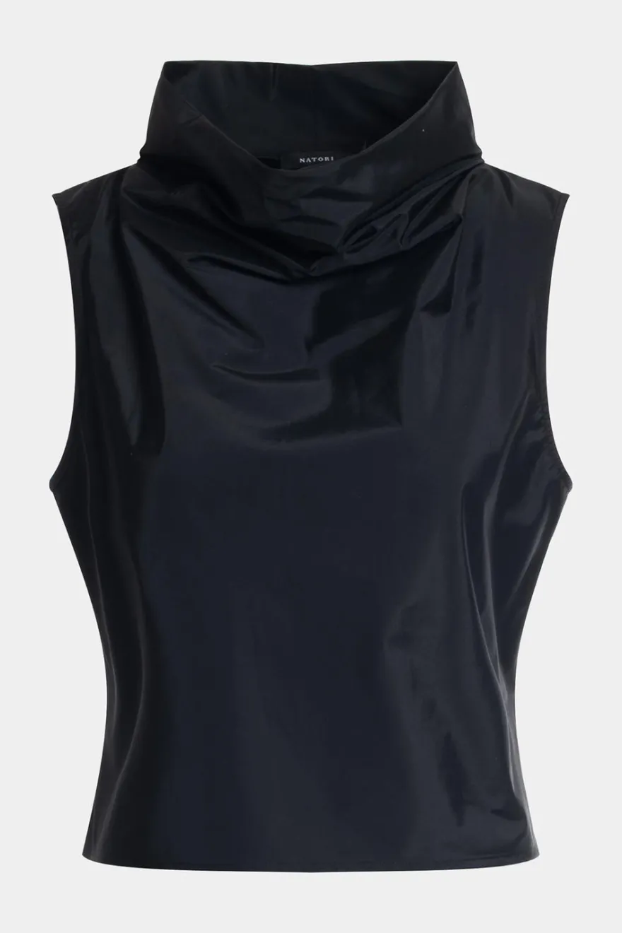 Techno Poplin Cowl Top