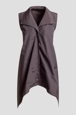 Techno Poplin Sleeveless Handkerchief Hem Shirt