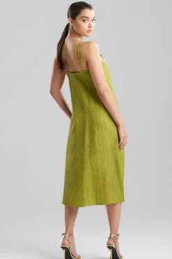 Terra Foil Crinkle Scoop Neck Slip Dress