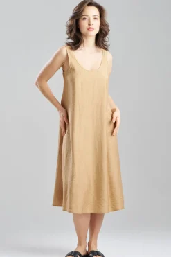 Terra Foil Crinkle Scoop Neck Slip Dress