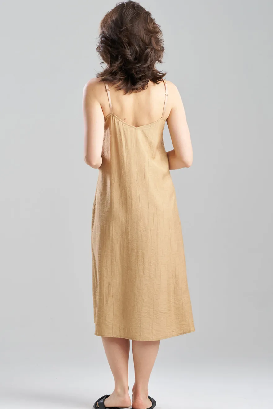 Terra Foil Crinkle Scoop Neck Slip Dress