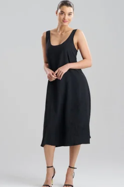 Terra Foil Crinkle Scoop Neck Slip Dress