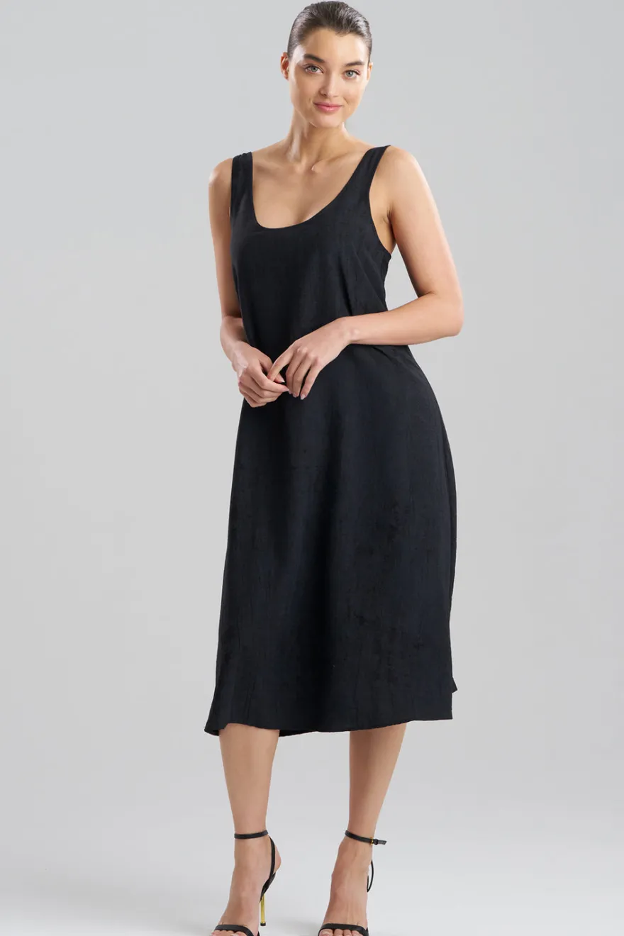 Terra Foil Crinkle Scoop Neck Slip Dress