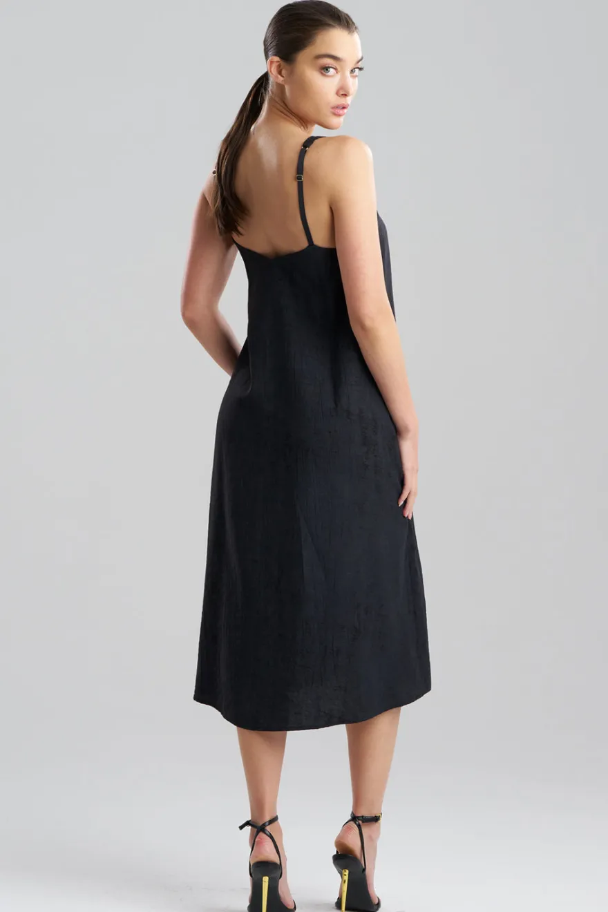 Terra Foil Crinkle Scoop Neck Slip Dress