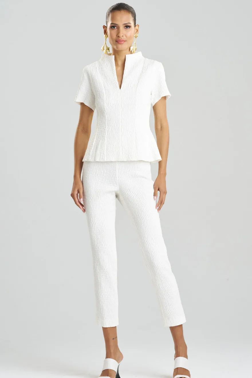 Textured Cotton Jacquard Pleated Top