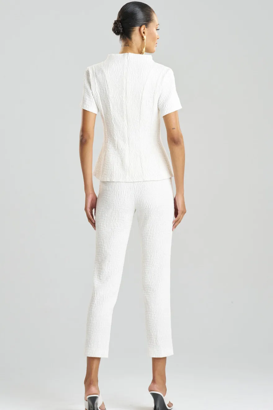 Textured Cotton Jacquard Pleated Top