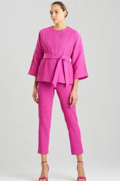 Textured Cotton Jacquard Belted Jacket