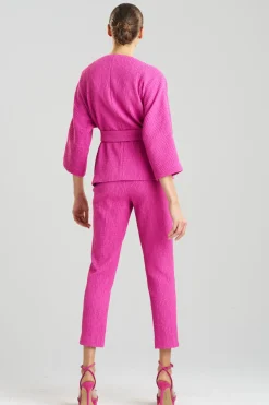 Textured Cotton Jacquard Belted Jacket
