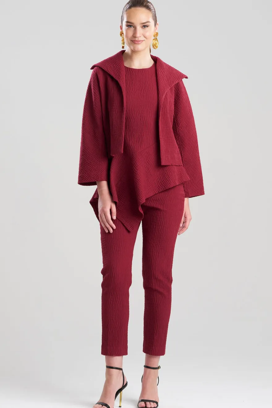 Textured Cotton Jacquard Stand Collar Jacket