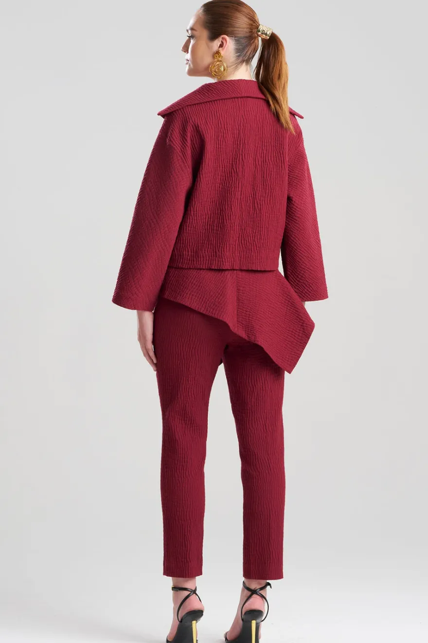 Textured Cotton Jacquard Stand Collar Jacket