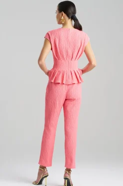 Textured Cotton Jacquard Cap Sleeve Peplum Top