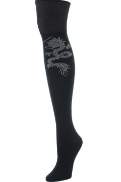 Textured Cuff Dragon Over the Knee Socks