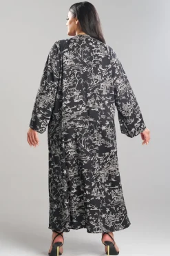 Toile Printed Satin Mandarin Zip Caftan