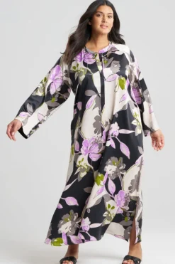 Tsubaki Satin Mandarin Zip Caftan
