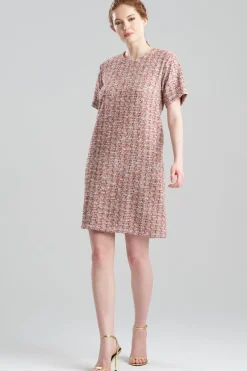 Tweed Short Sleeve Shift Dress