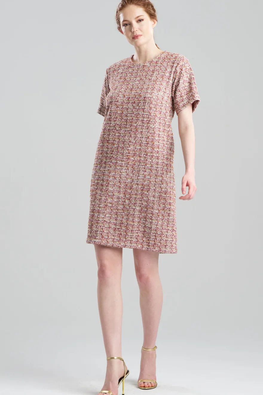 Tweed Short Sleeve Shift Dress