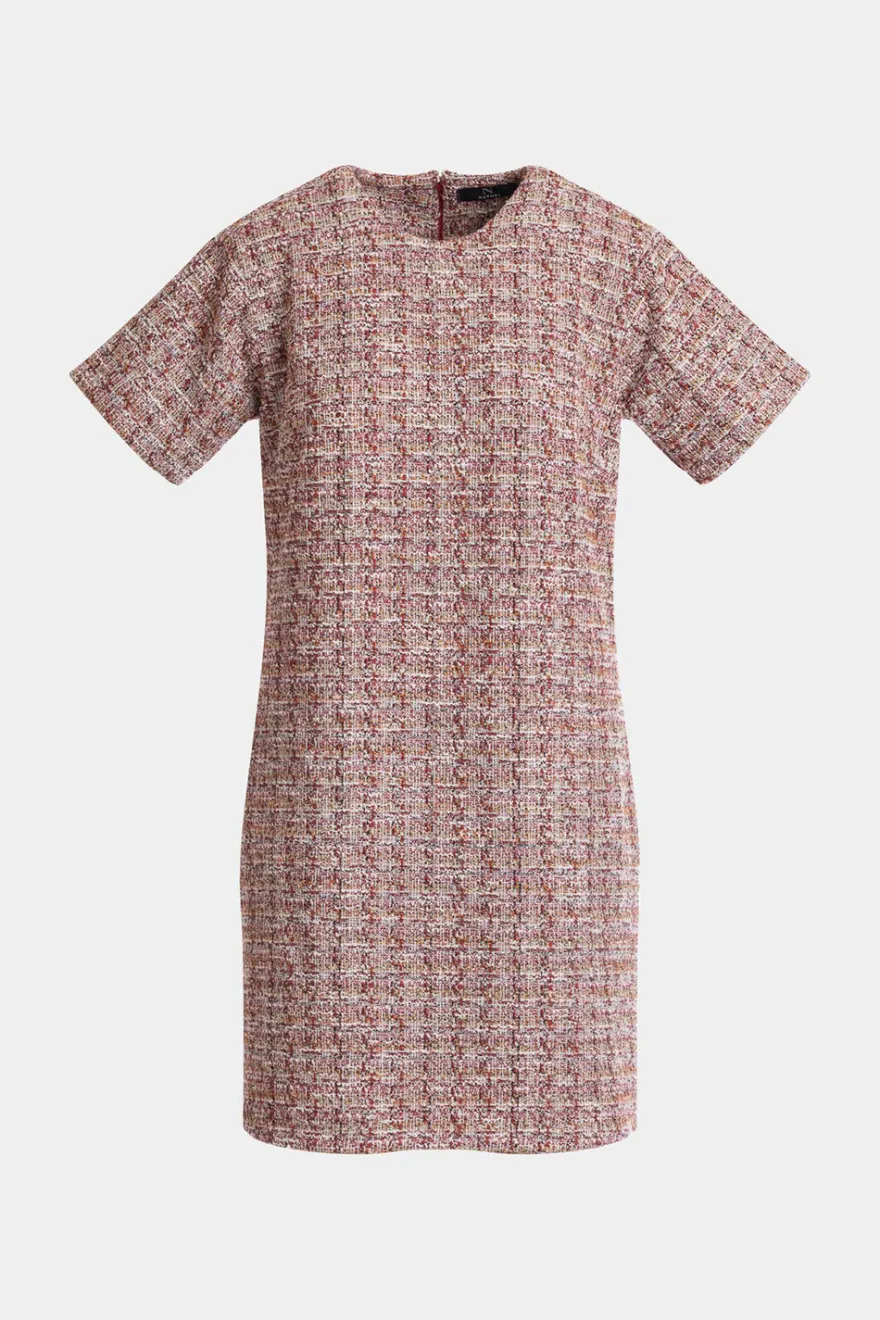 Tweed Short Sleeve Shift Dress