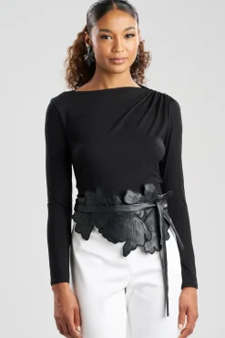 Vegan Luxe Lambskin Embroidered 3D Obi Belt