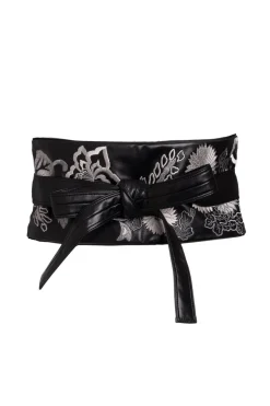 Vegan Luxe Lambskin Embroidered Obi Belt