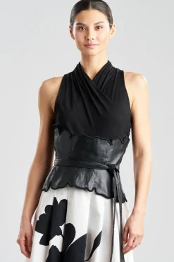 Vegan Luxe Lambskin Floral Embroidered Obi Belt