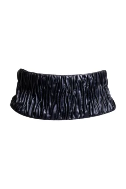 Vegan Luxe Lambskin Texture Embroidered Obi Belt