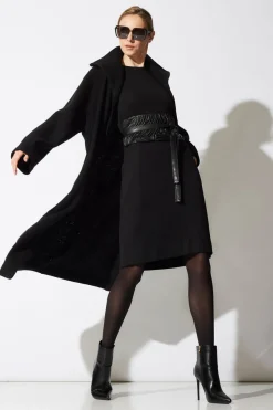 Vegan Luxe Lambskin Texture Embroidered Obi Belt