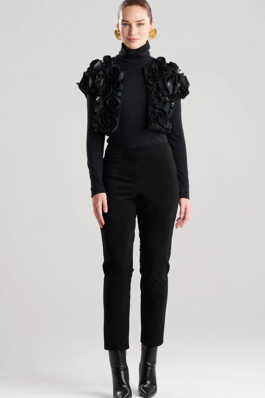 Vegan Luxe Suede 3D Floral Embroidered Vest