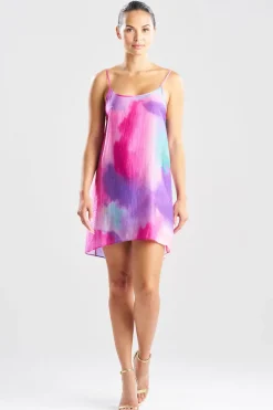 Watercolor Sheer Texture Scoop Mini Dress