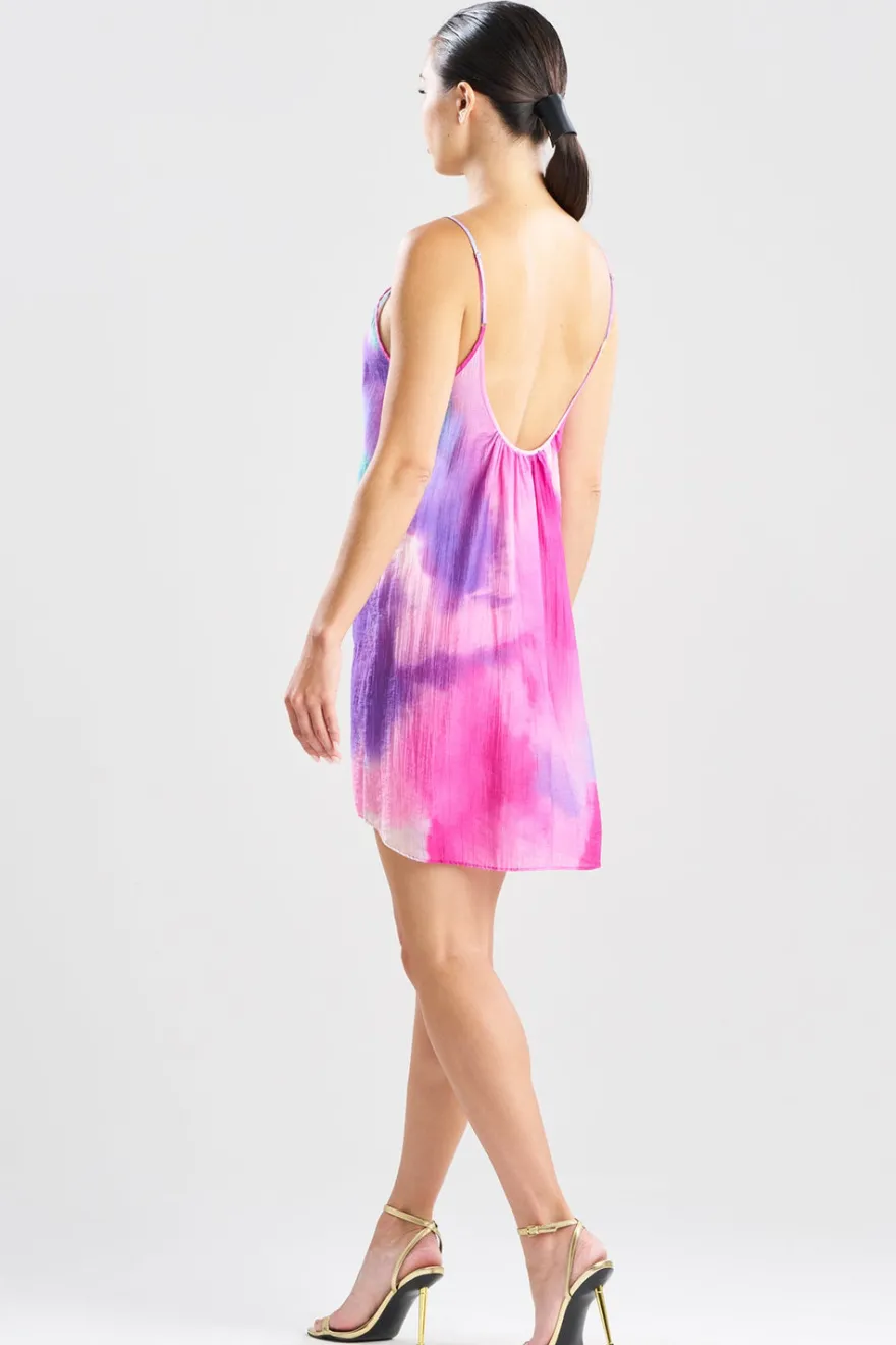 Watercolor Sheer Texture Scoop Mini Dress