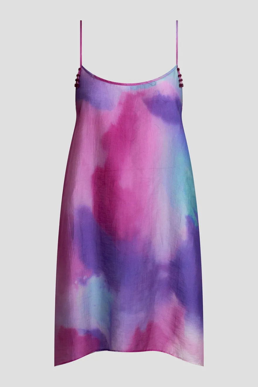 Watercolor Sheer Texture Scoop Mini Dress