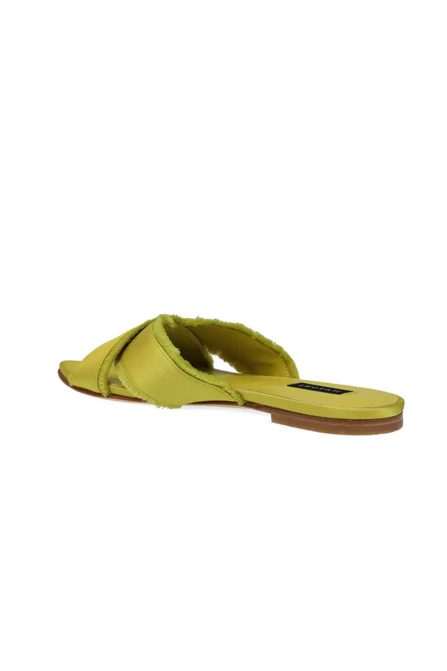 Wayu Satin Fringe Cross Slide Sandals