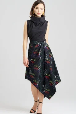 Yoru Embroidered Cotton Poplin Origami Asymmetric Skirt