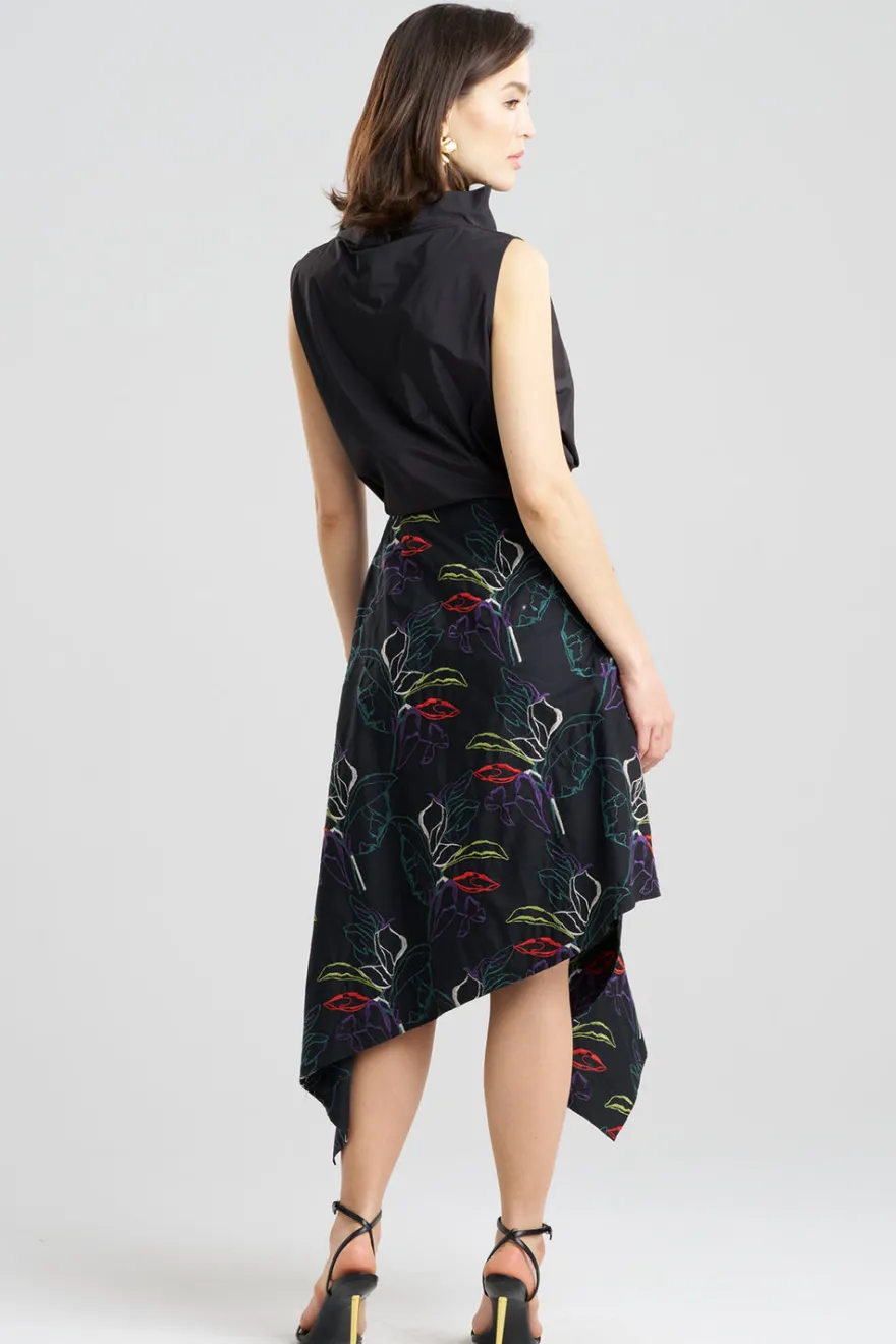 Yoru Embroidered Cotton Poplin Origami Asymmetric Skirt