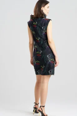 Yoru Embroidered Cotton Poplin Asymmetric Funnel Neck Dress