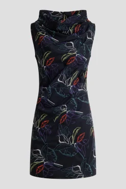 Yoru Embroidered Cotton Poplin Asymmetric Funnel Neck Dress