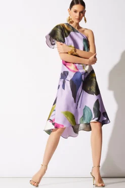 Yoru Silk Twill One Shoulder Dress