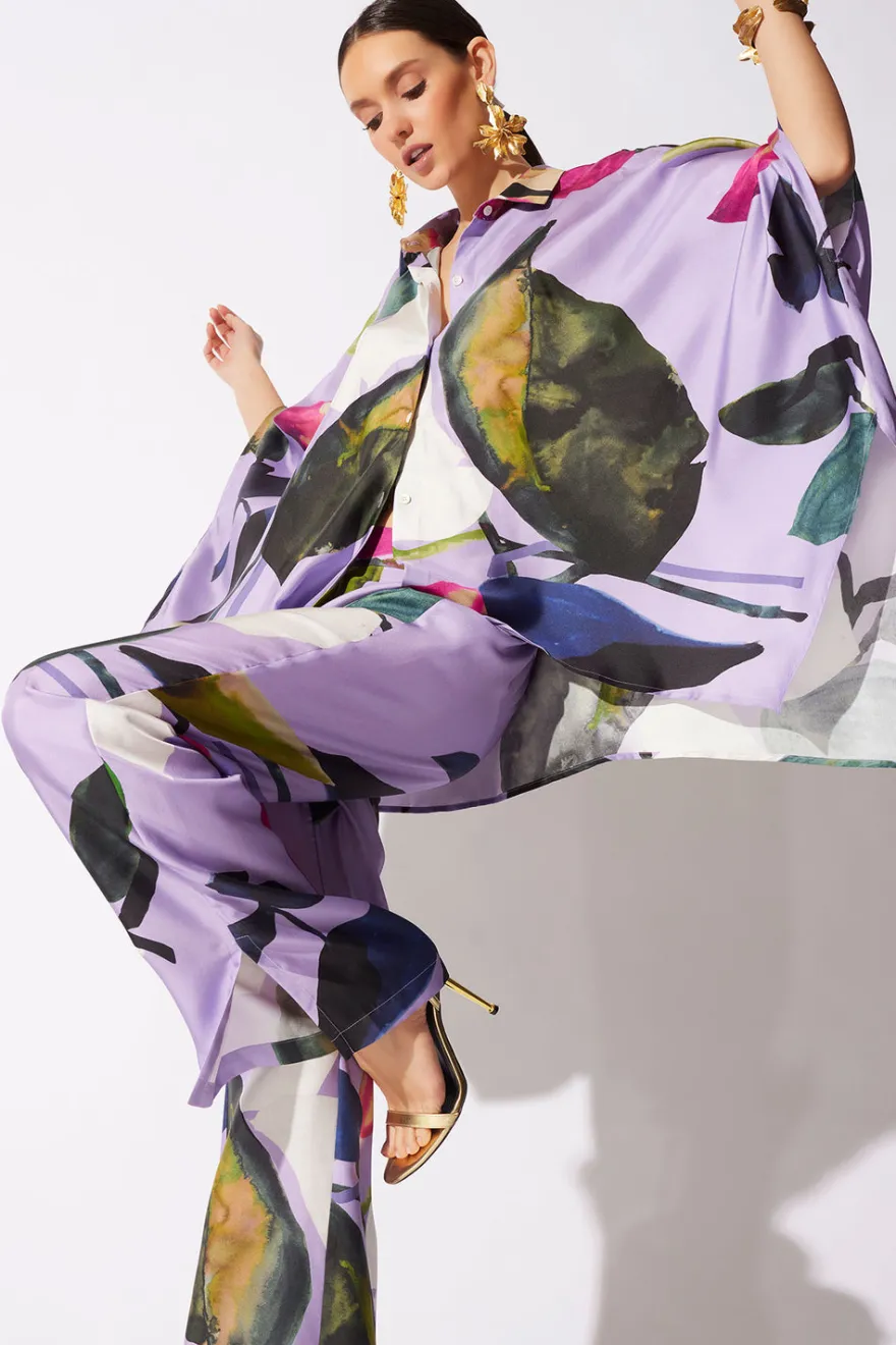 Yoru Silk Twill Wide Pull On Pants