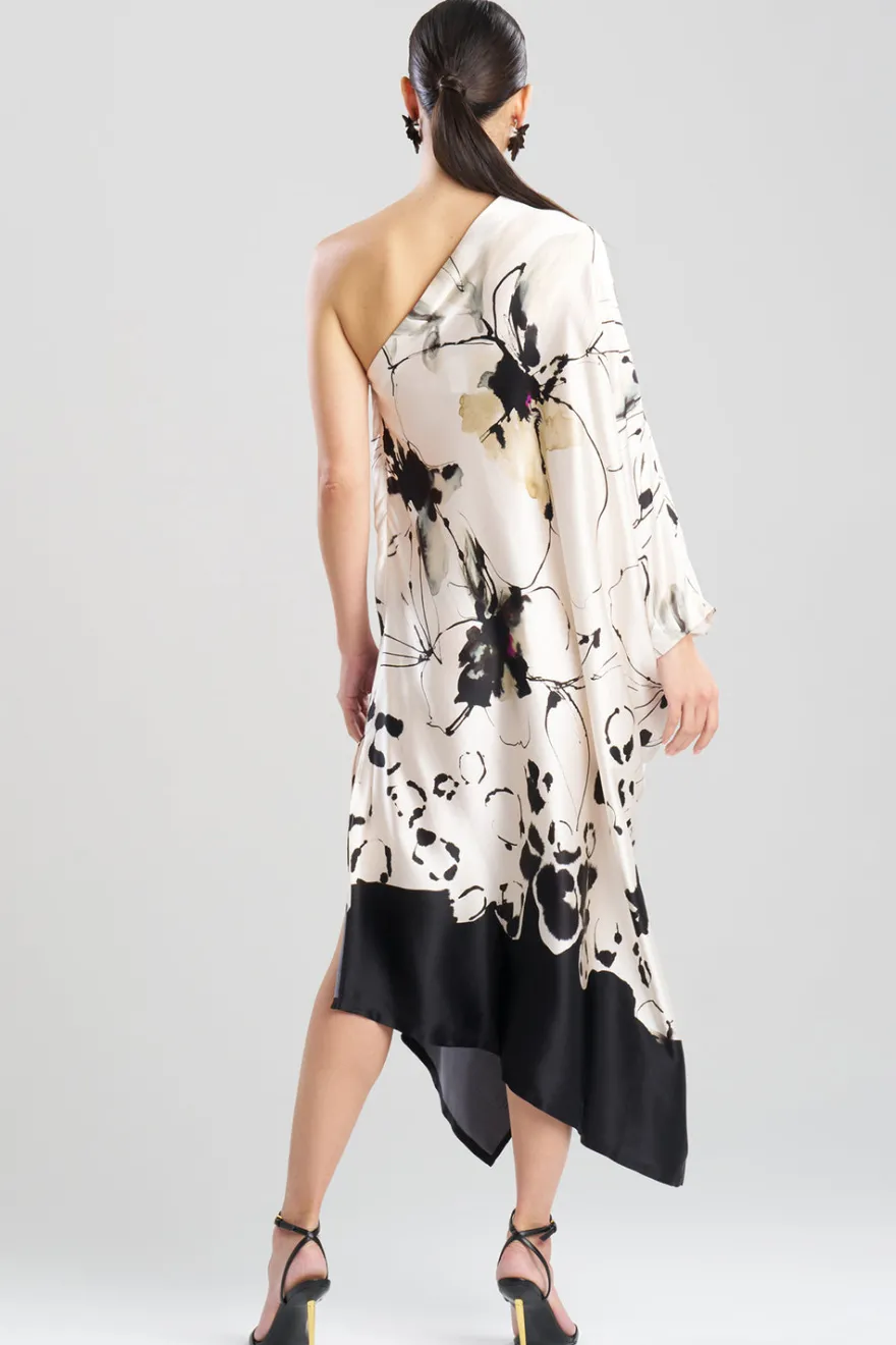Yumi One Shoulder Silk Caftan