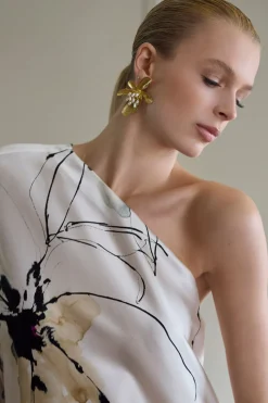 Yumi One Shoulder Silk Caftan