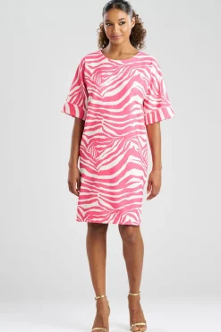 Zebra Knit Crepe T-Shirt Dress