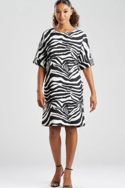 Zebra Knit Crepe T-Shirt Dress