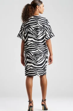 Zebra Knit Crepe T-Shirt Dress